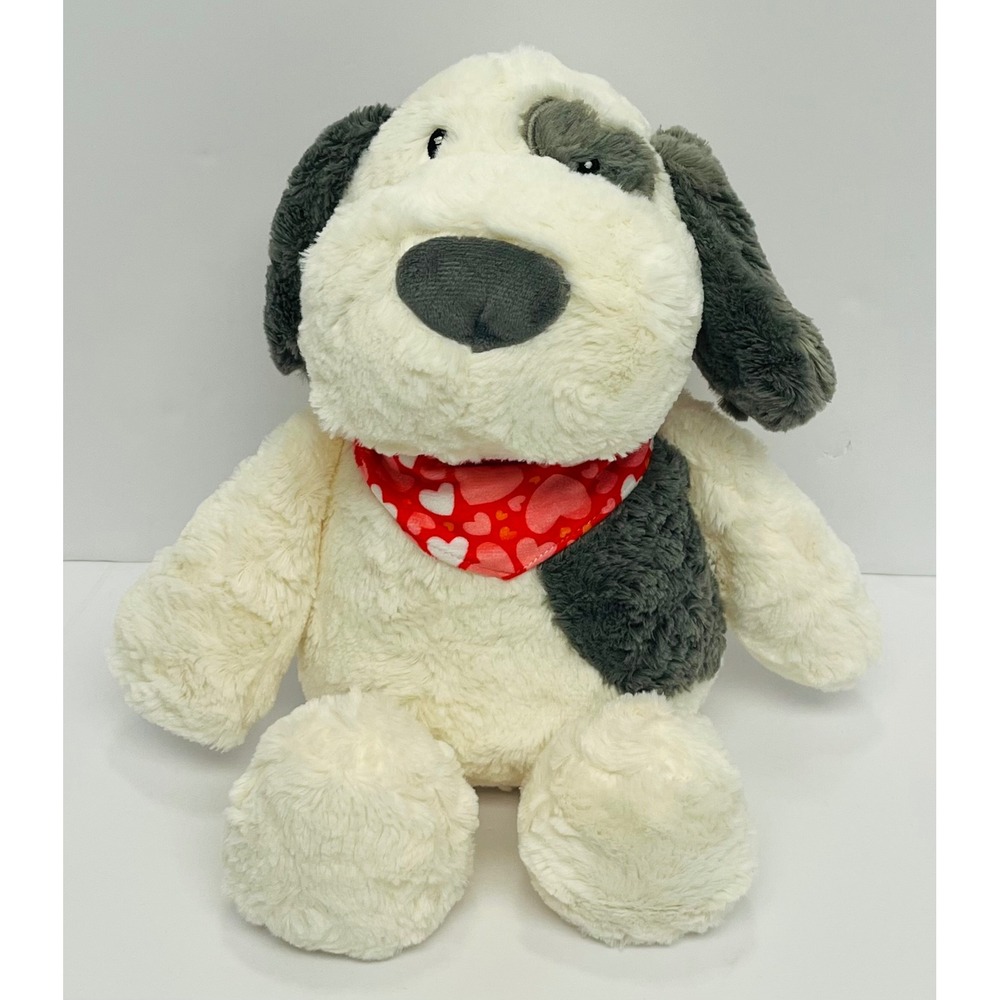 Gigglescape Plush Puppy Dog Cream Grey Heart Bandana Valentine 12" Target